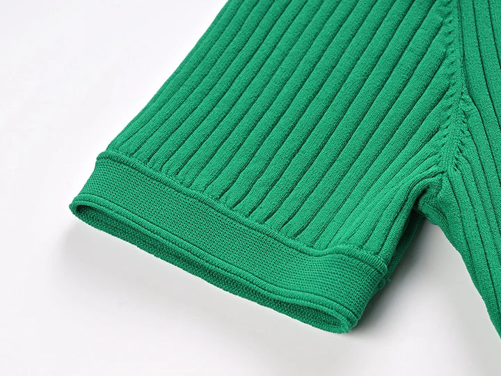 Silva French Style Knitted Short Sleeve Maxi Dress