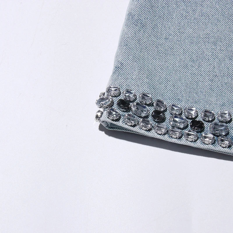 Starlight Denim Crystal Mini Dress