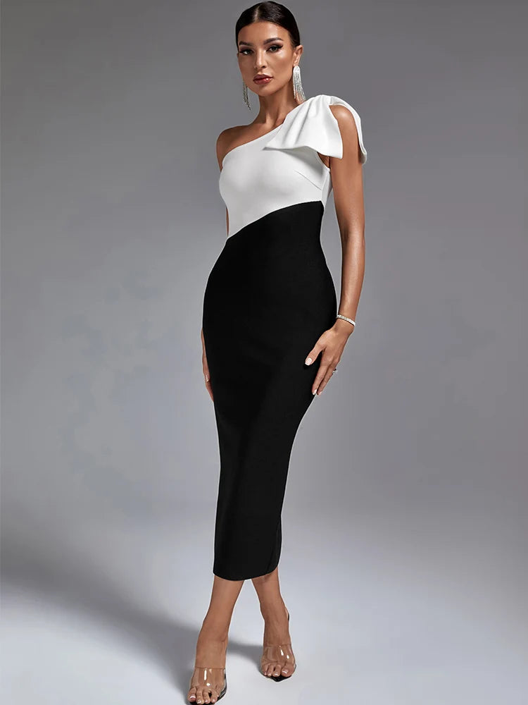 Colorblock Bandage Midi Dress
