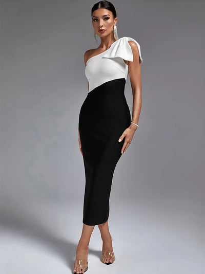Colorblock Bandage Midi Dress