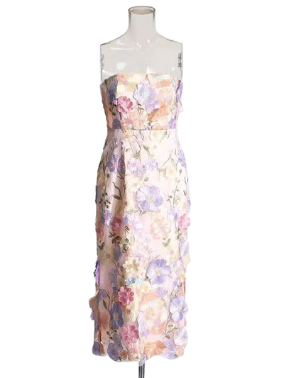 Garden Bloom Strapless Midi Dress