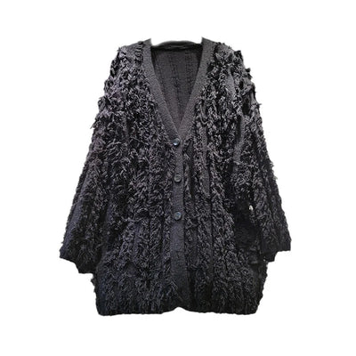 Crystal V-neck Tassel Loose Cardigan