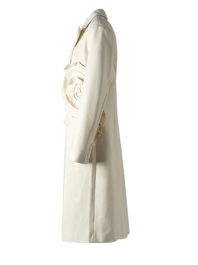 Sage Single Brested Long Flower Trench Coat