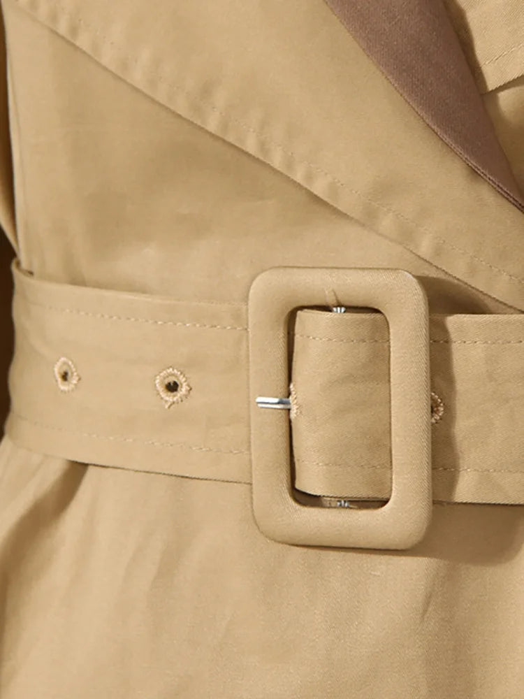 The Monroe Colorblock Trench Coat - Khaki