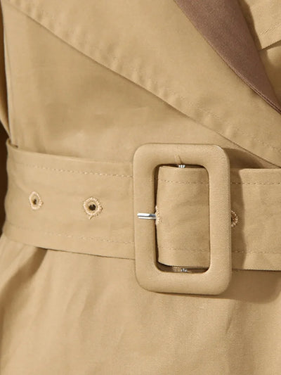 The Monroe Colorblock Trench Coat - Khaki