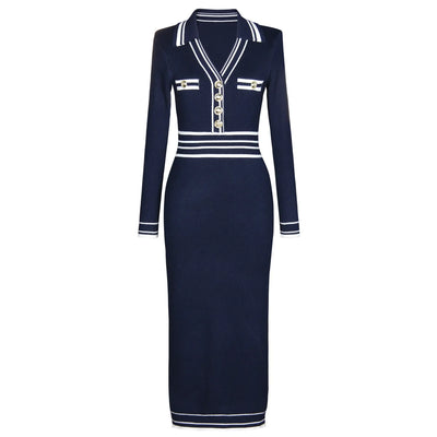 Camel Ribbed Knit Midi Dress