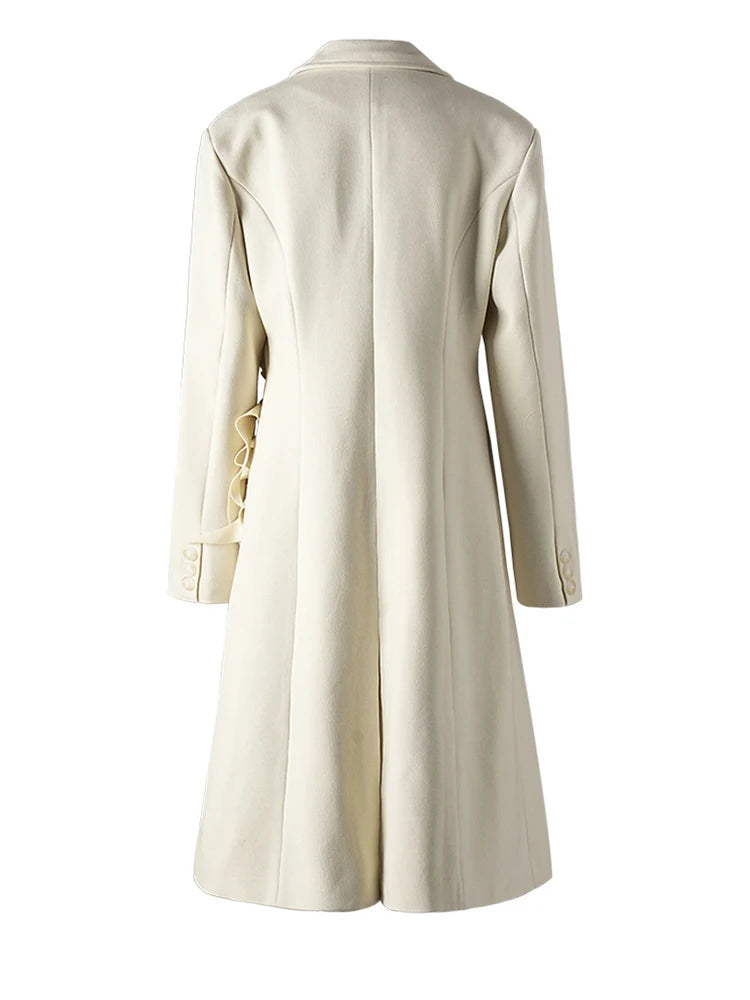 Sage Single Brested Long Flower Trench Coat