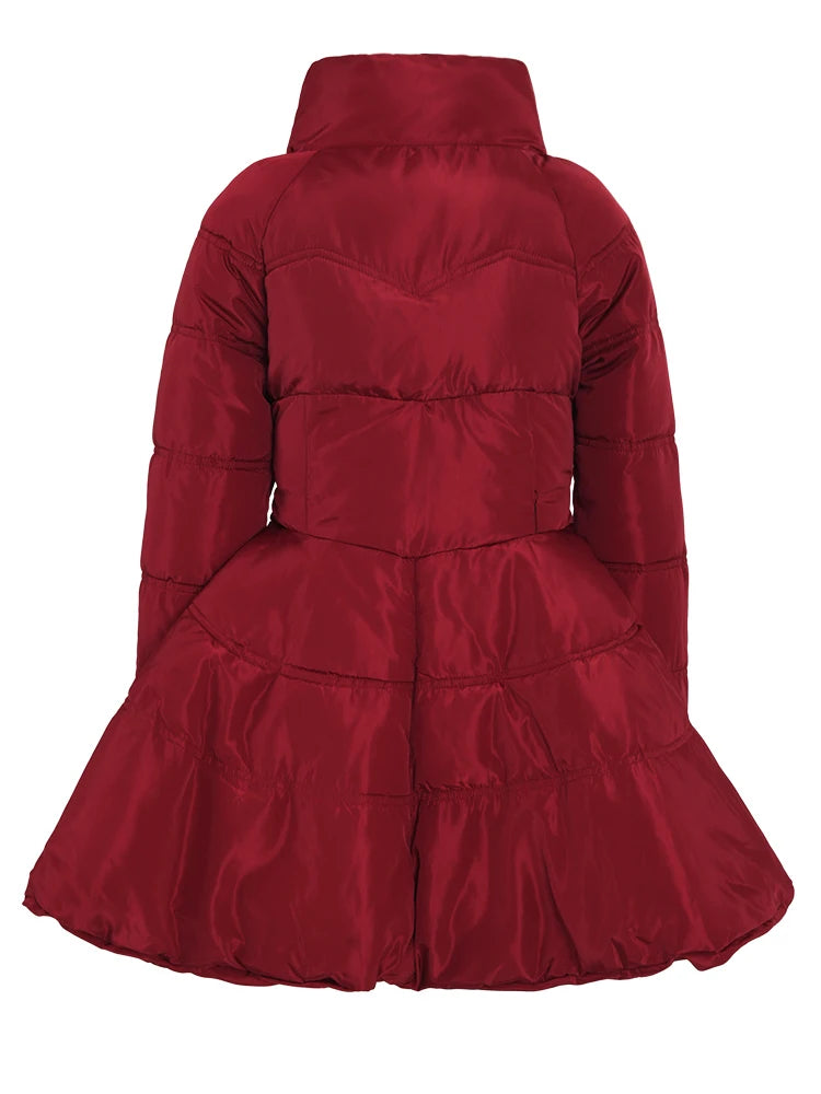 Joyus Fashion Zip Up Bow Tie Waist Puffer Jacket