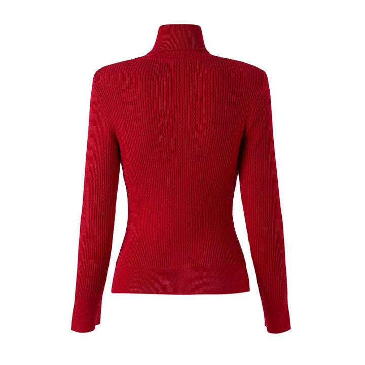 Gold Button Long Sleeve Turtleneck Sweater