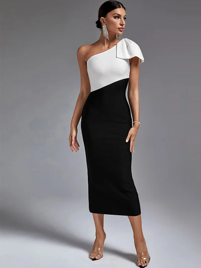Colorblock Bandage Midi Dress