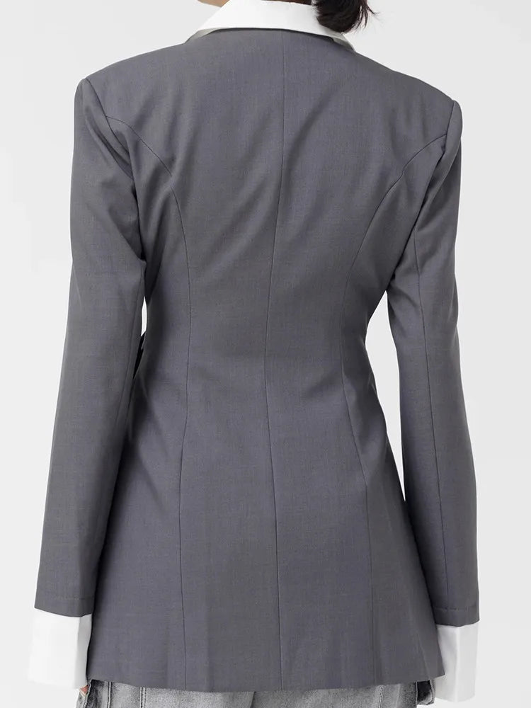 Lace-Up Detail Slim Blazer