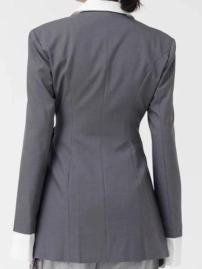 Lace-Up Detail Slim Blazer