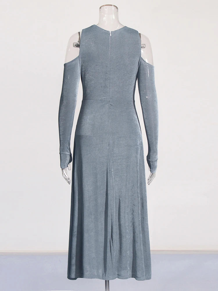 Shanice Solid Cutout Shoulder Midi Dress