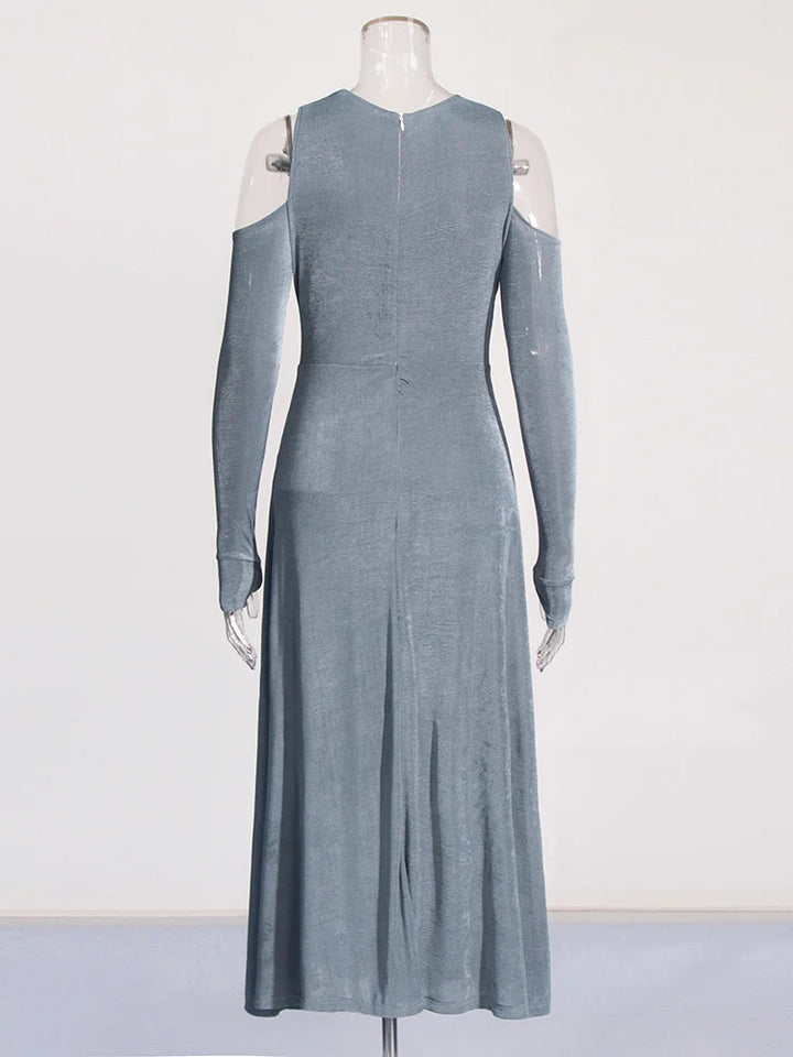 Shanice Solid Cutout Shoulder Midi Dress