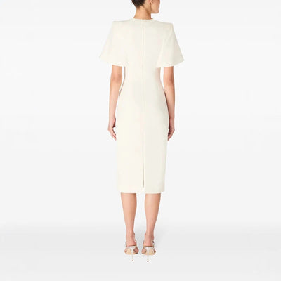 Ivory Grace Cape-Sleeve Midi Dress