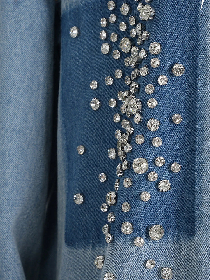Rhinestones Denim Top