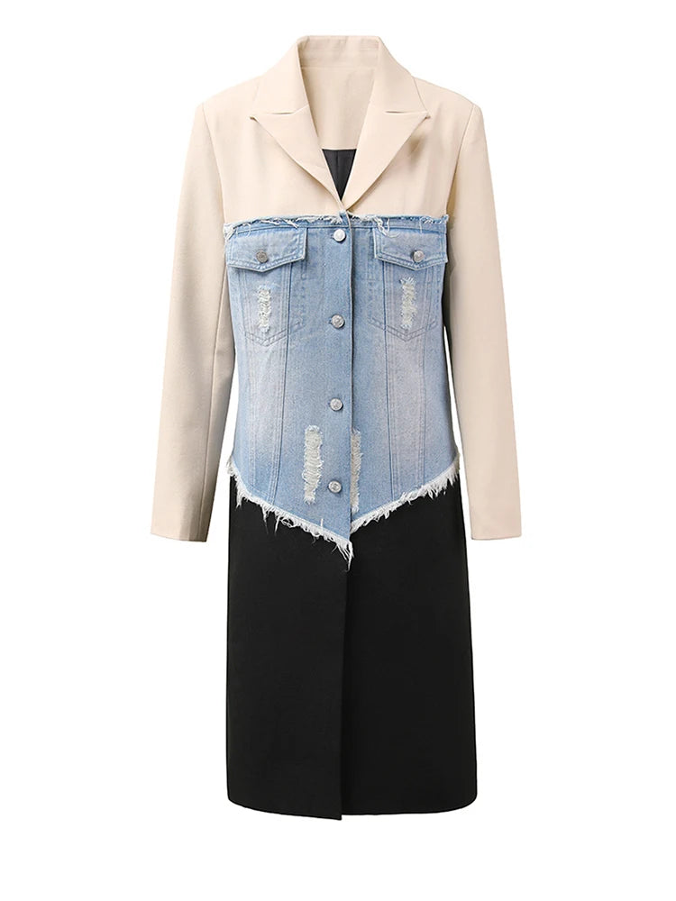 Alexa Denim Color-block Blazer