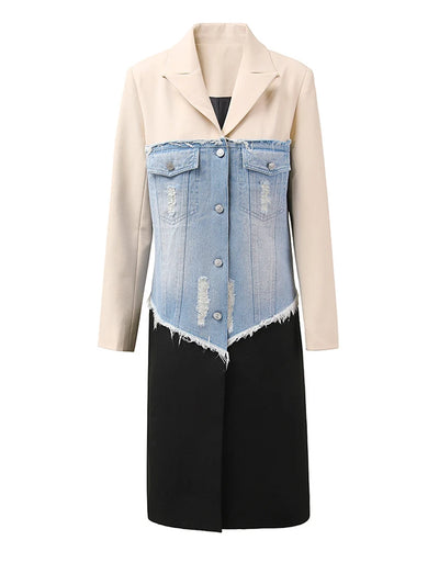 Alexa Denim Color-block Blazer