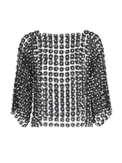 Gloria Hollow Out Pearls T Shirts