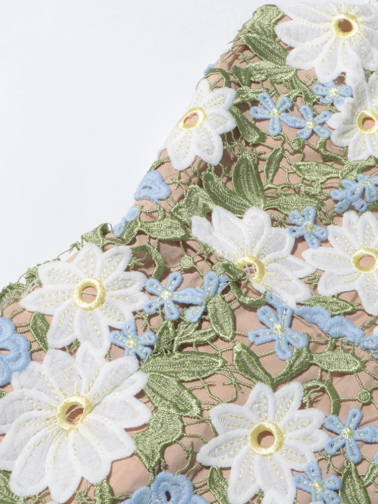 Blooming Grace Floral Lace Midi Dress