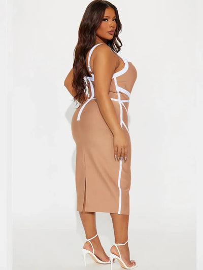 Beige Mini Bandage Dress