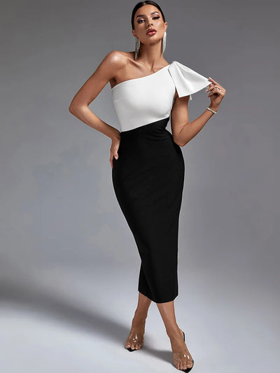 Colorblock Bandage Midi Dress