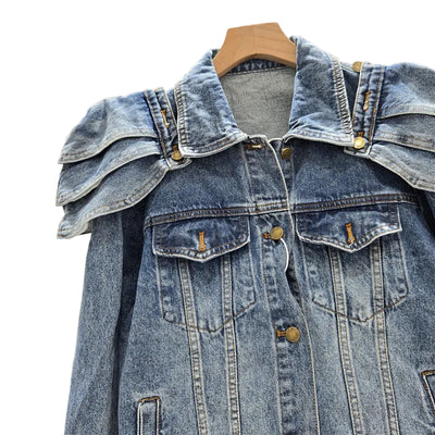 Layered Shoulder Denim Jacket