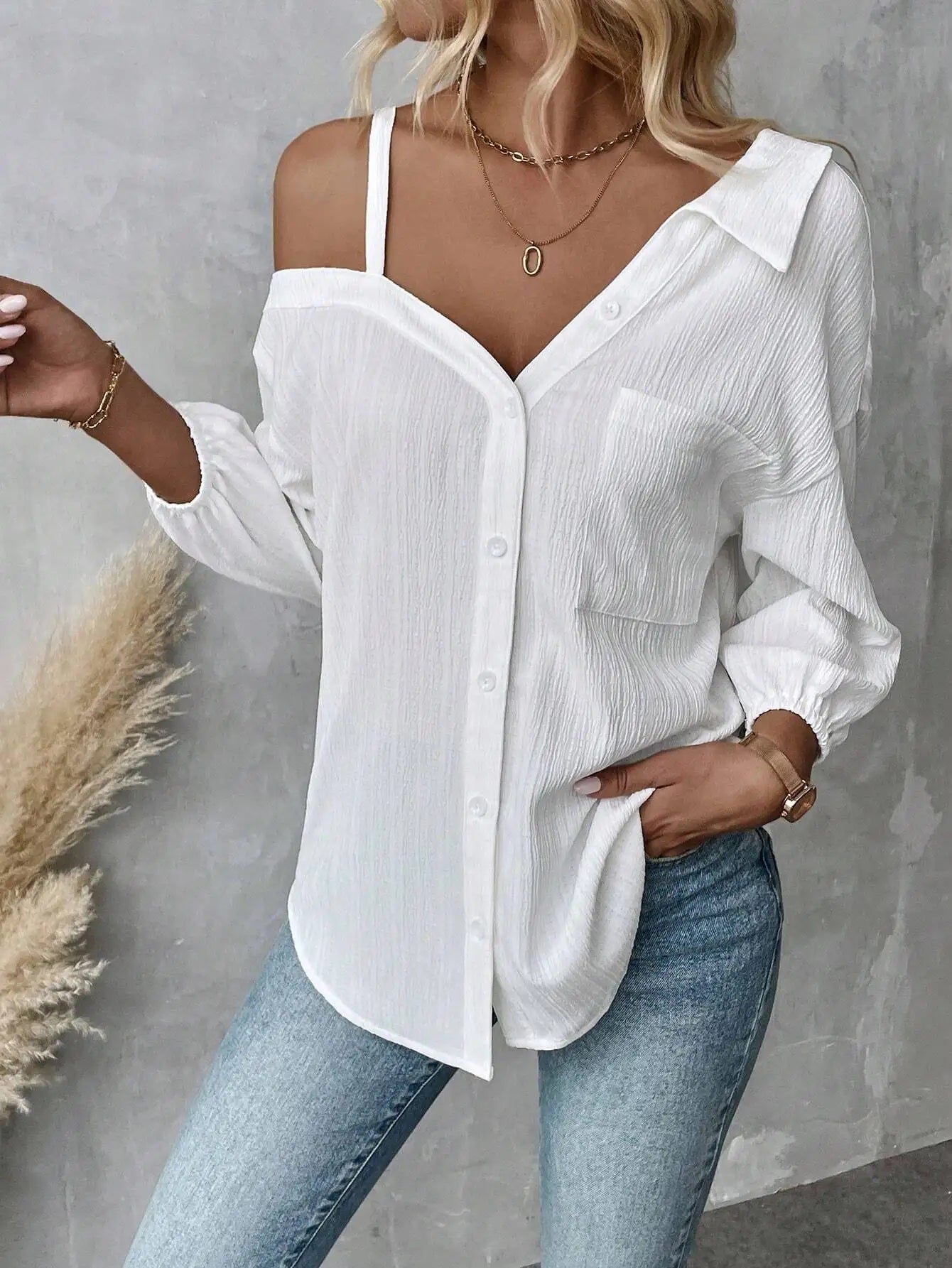 Textured Loose-Fit Casual Top