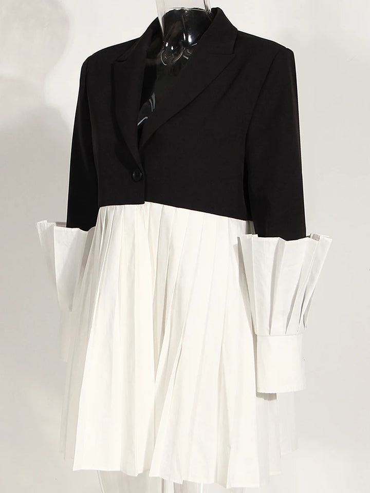 Black and White Color-Block Blazer