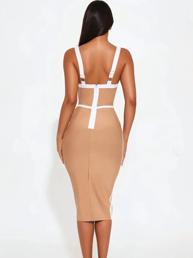 Beige Mini Bandage Dress