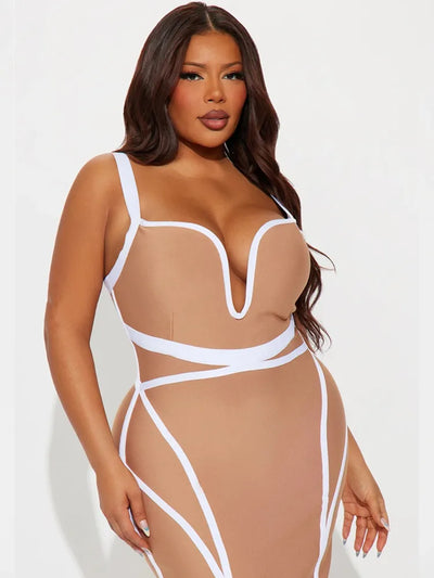 Beige Mini Bandage Dress