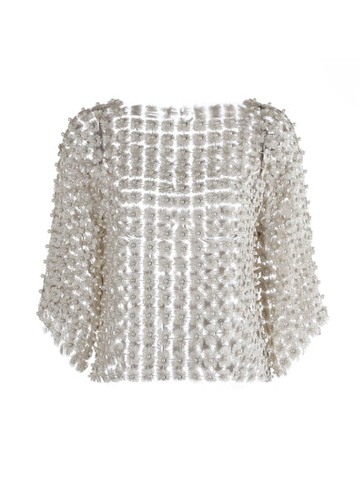 Gloria Hollow Out Pearls T Shirts