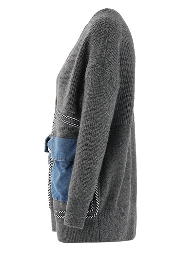 Adriana Oversize Denim Pocket Cardigan