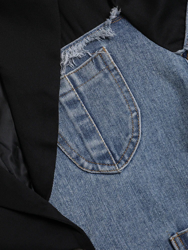 The Urban Edge Denim Patchwork Blazer