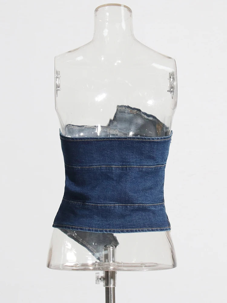 Strapless Denim Vest