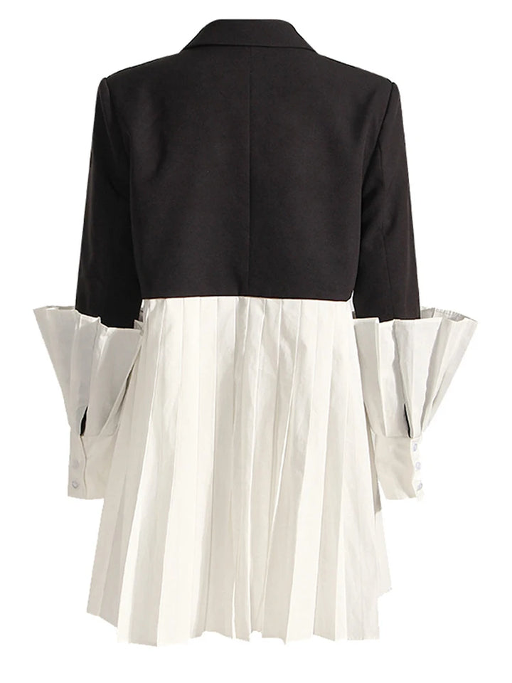 Black and White Color-Block Blazer