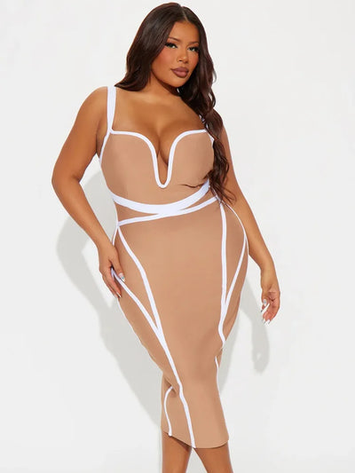 Beige Mini Bandage Dress