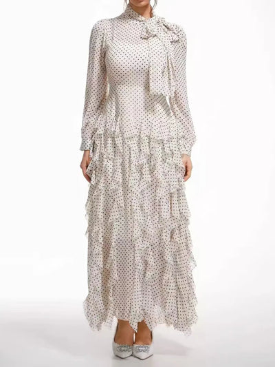 Polka Dot Ruffle Maxi Dress