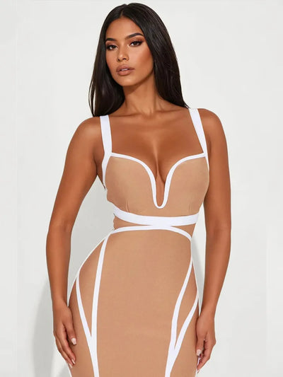 Beige Mini Bandage Dress