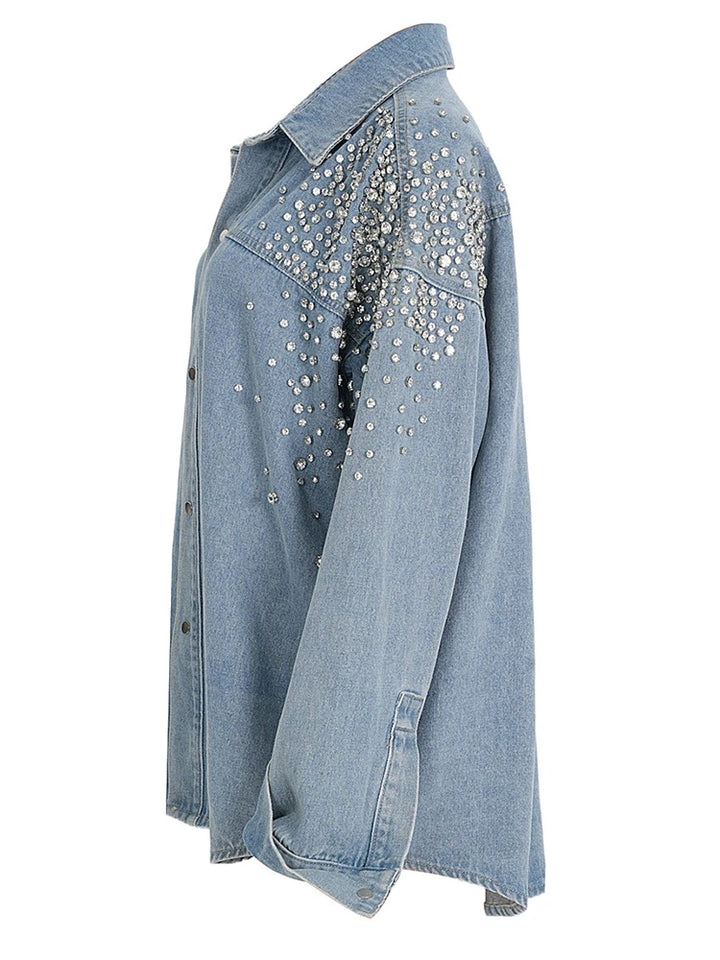 Rhinestones Denim Top