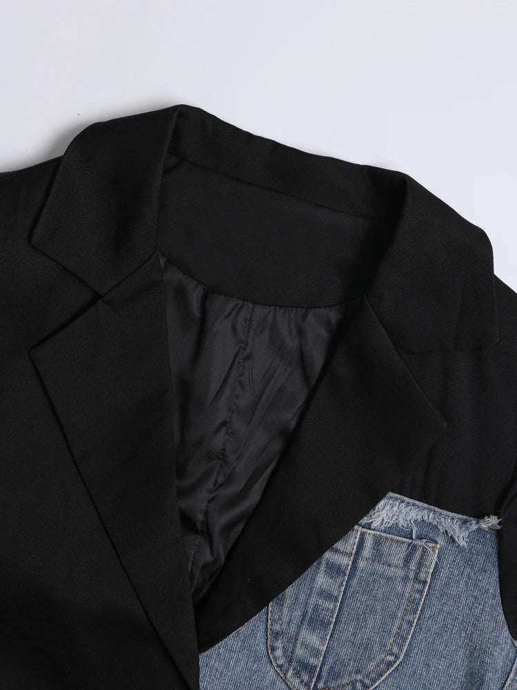 The Urban Edge Denim Patchwork Blazer