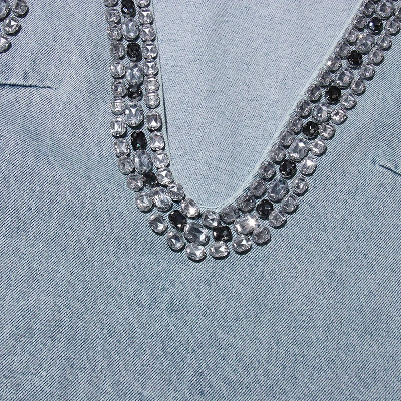 Starlight Denim Crystal Mini Dress