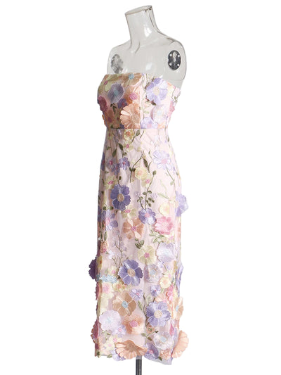 Garden Bloom Strapless Midi Dress