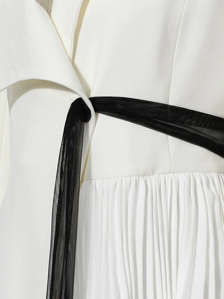 Steph's  Pleated Elegant Long Blazer
