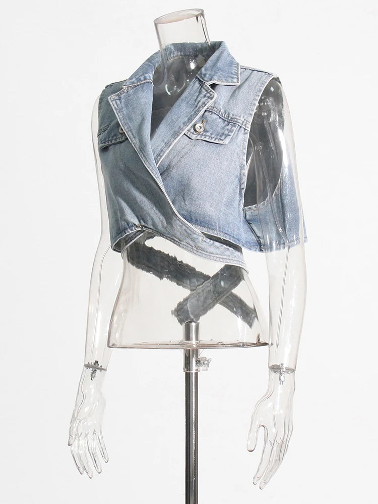 Criss Cross Denim Vest Top