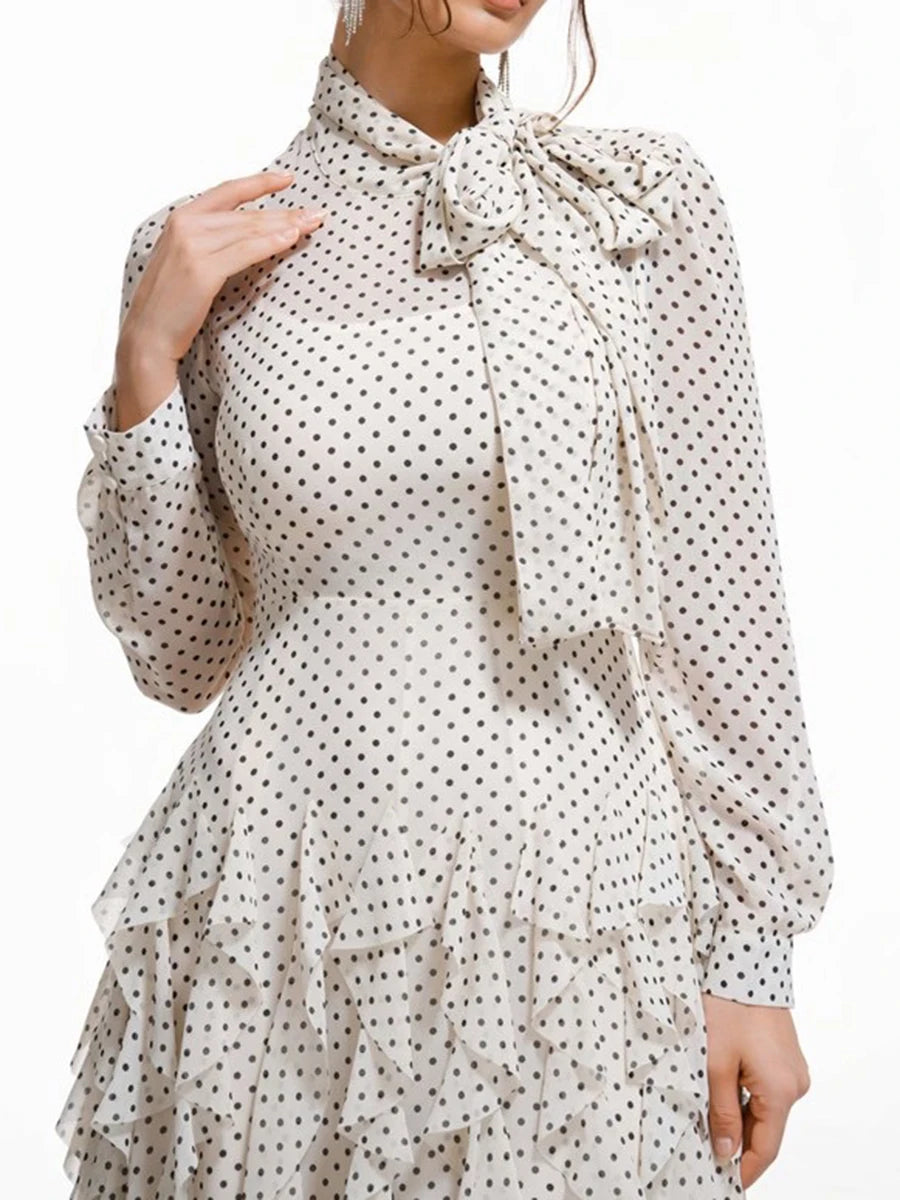 Polka Dot Ruffle Maxi Dress