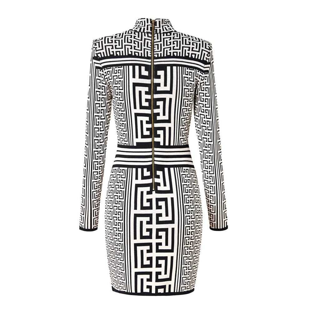 Juliana Vintage Geometrical Knit Mini Dress