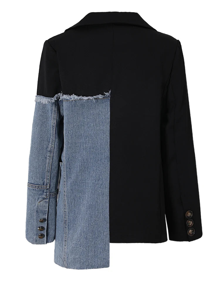 The Urban Edge Denim Patchwork Blazer