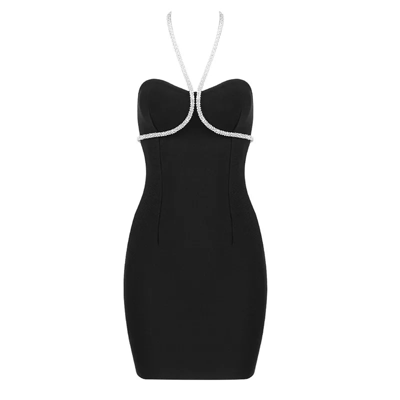 Black Halter Bodycon Bandage Dress