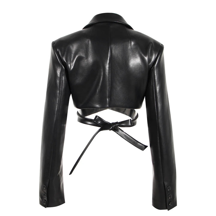 Faux Leather Cropped Jacket